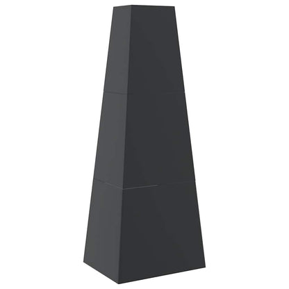 Outdoor Fireplace with Log Store Tower Design Black Steel