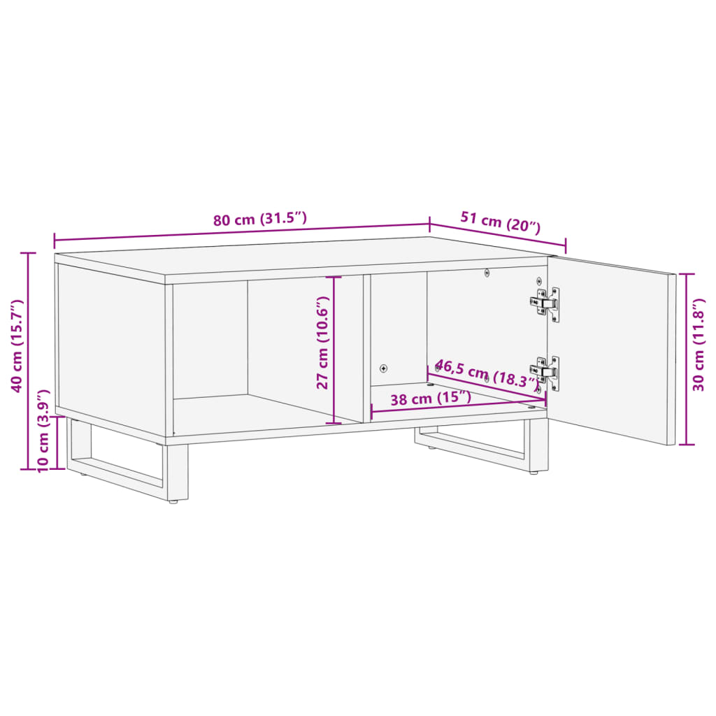 Coffee Table 80x51x40 cm Solid Wood Acacia