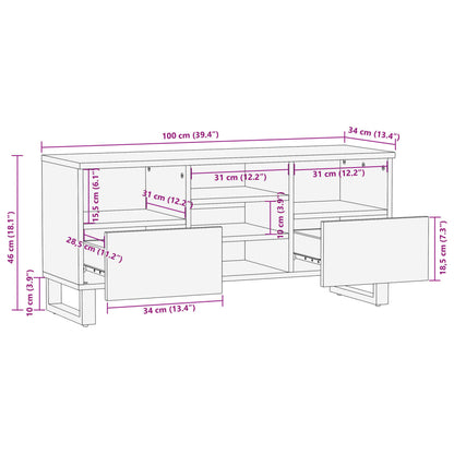 TV Cabinet 100x34x46 cm Solid Wood Acacia