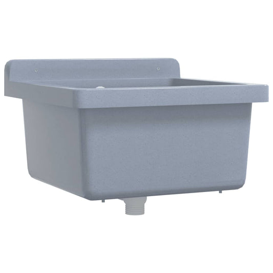 Sink Washbasin for Wall Mounting Grey 40x40x24 cm Resin