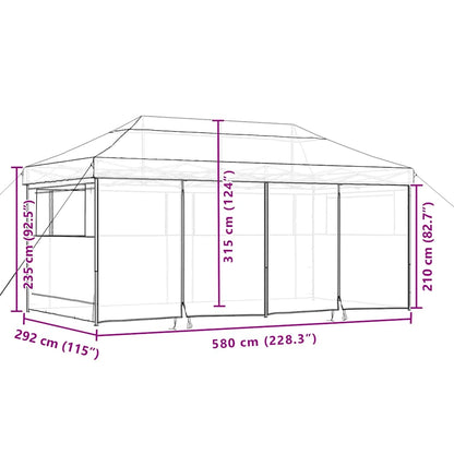 Foldable Party Tent Pop-Up with 4 Sidewalls Brown