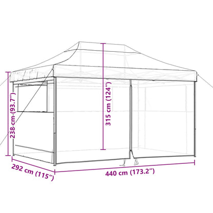 Foldable Party Tent Pop-Up with 4 Sidewalls Taupe