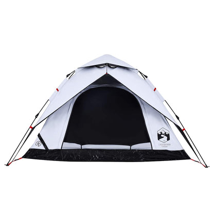 Camping Tent Dome 4-Person White Blackout Fabric Quick Release