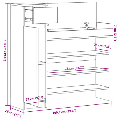 Shoe Cabinet Sonoma Oak 100.5x28x100 cm Engineered Wood