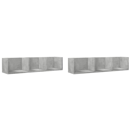 Wall Cabinets 2 pcs Concrete Grey 75x18x16.5 cm Engineered Wood