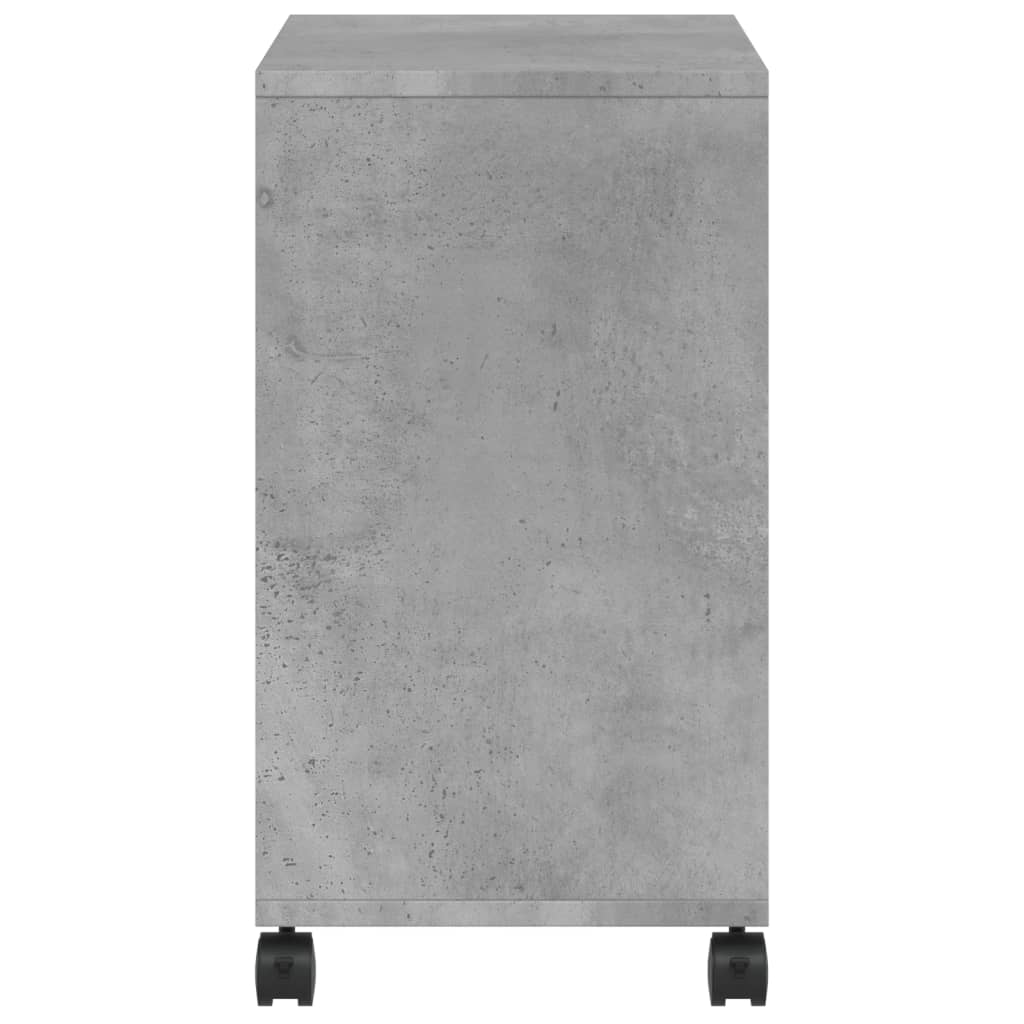 Side Table with Wheels Concrete Grey 50x30x55 cm Engineered Wood