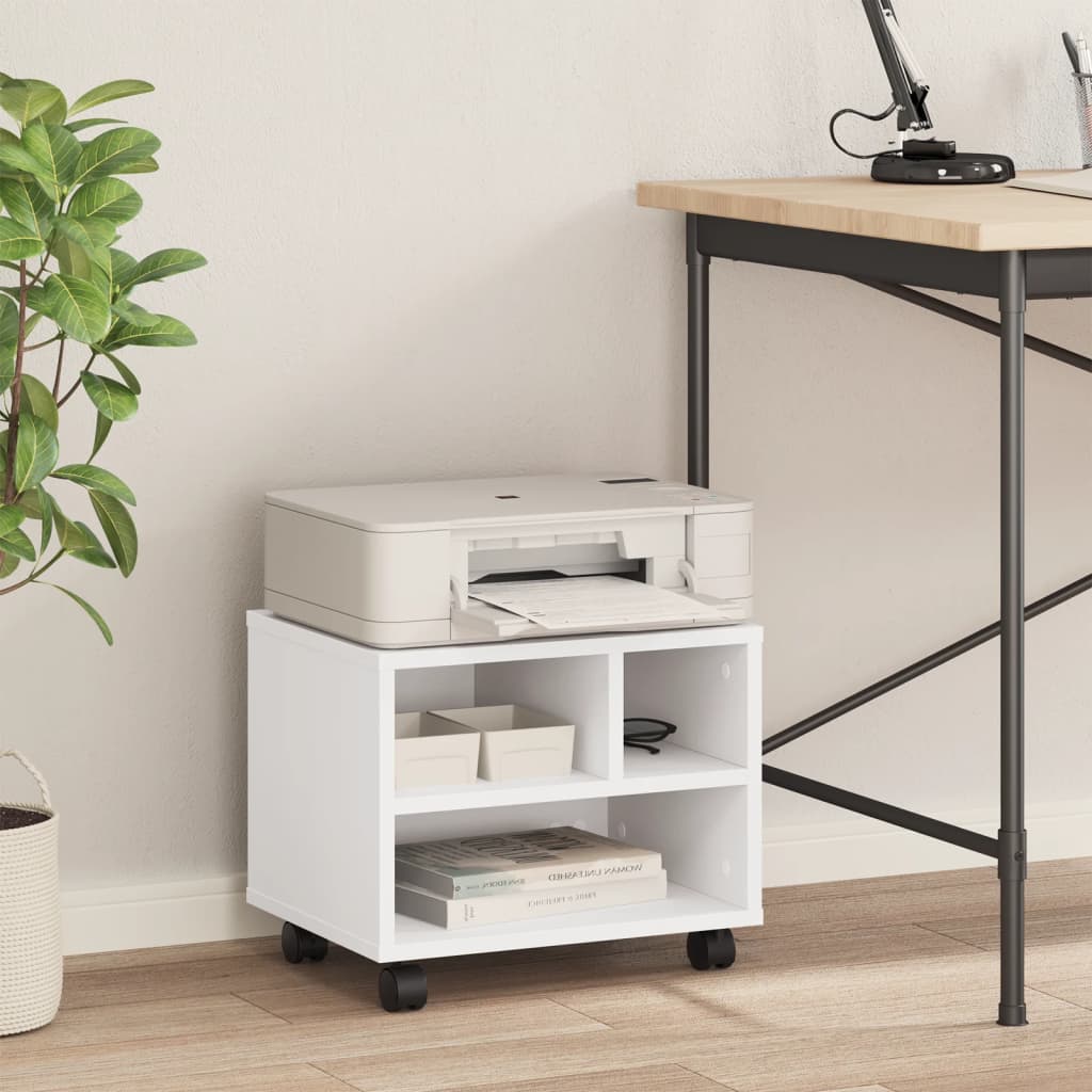 Printer Stand with Wheels White 41x32x34,5 cm