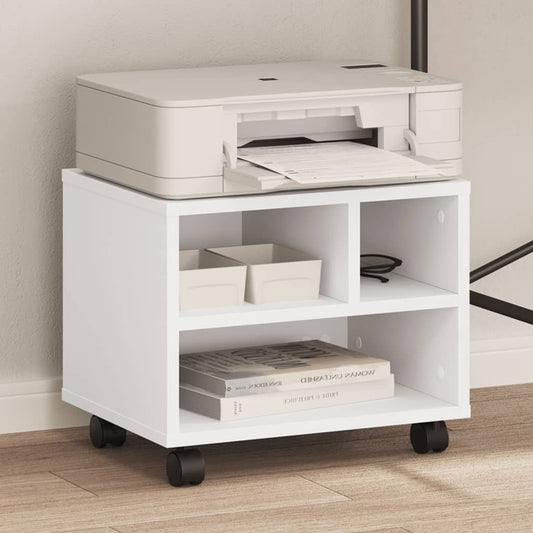 Printer Stand with Wheels White 41x32x34,5 cm