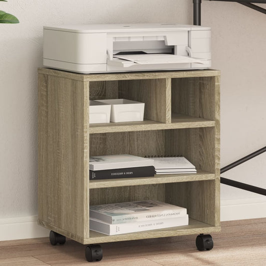 Printer Stand with Wheels Sonoma Oak 41x32x48 cm