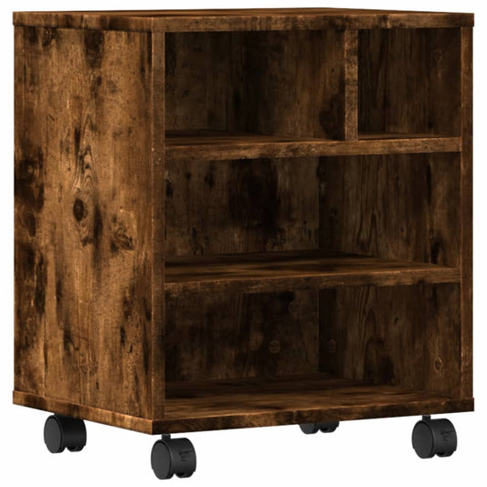 Printer Stand with Wheels Smoked Oak 41x32x48 cm