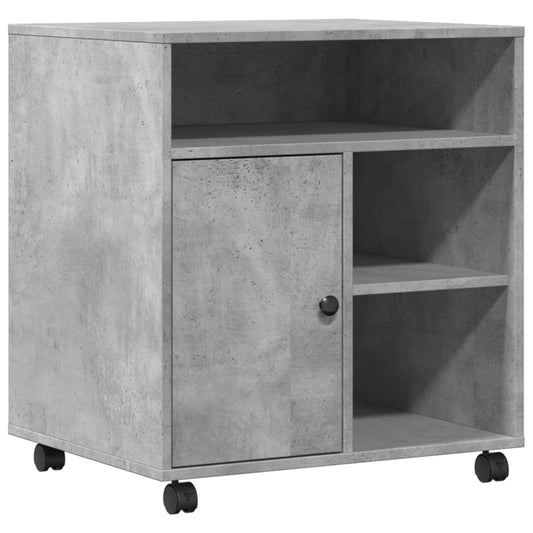 Printer Stand with Wheels Concrete Grey 60x50x67 cm