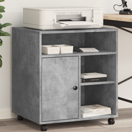 Printer Stand with Wheels Concrete Grey 60x50x67 cm