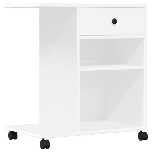 Printer Stand with Wheels White 60x40x68.5 cm