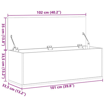 Storage Box Smoked Oak 102x35x35 cm Engineered Wood