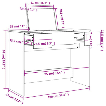 Dressing Table with Mirror Black 100x45x76 cm