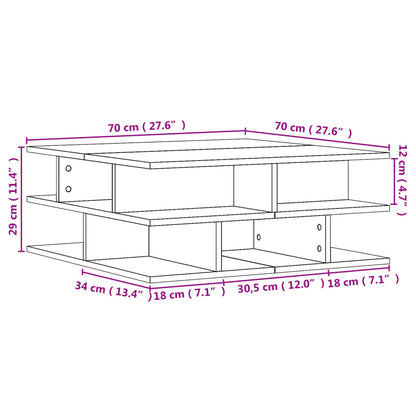 Coffee Table Grey Sonoma 70x70x29 cm Engineered Wood