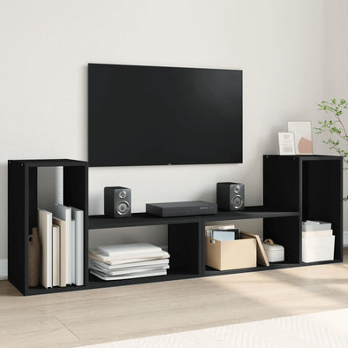 TV Cabinets 2 pcs Black 75x30x50 cm Engineered Wood