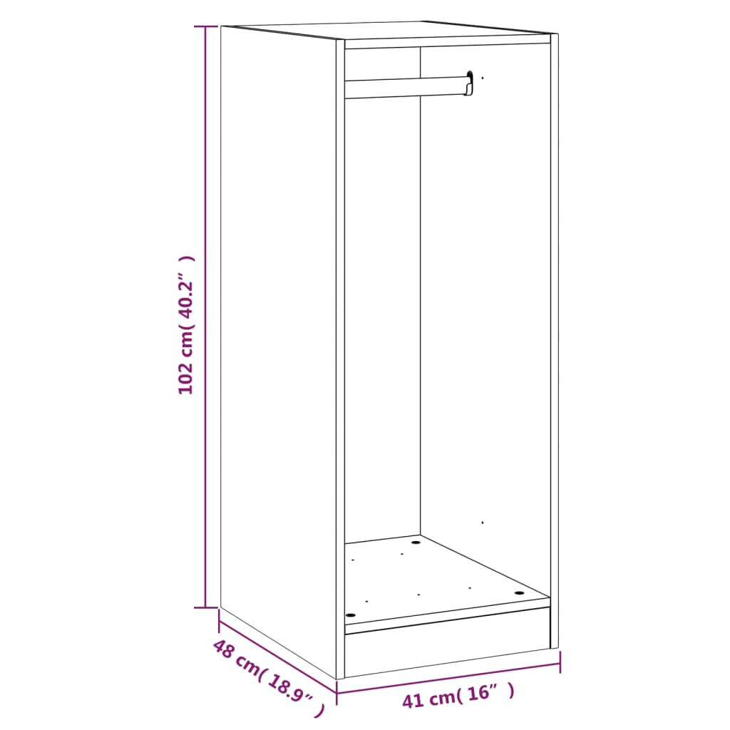 Wardrobe Grey Sonoma 48x41x102 cm Engineered Wood