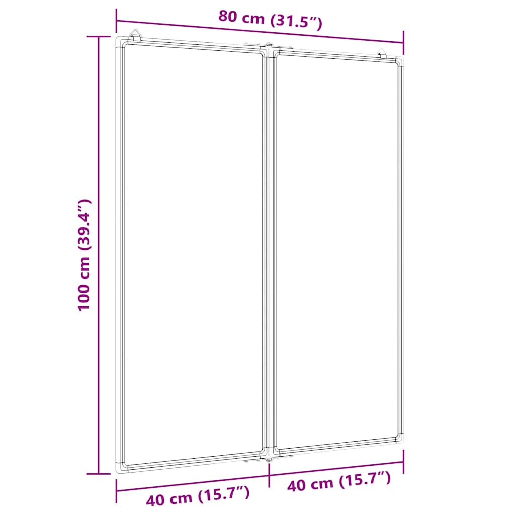 Magnetic Whiteboard Foldable 80x100x1.7 cm Aluminium