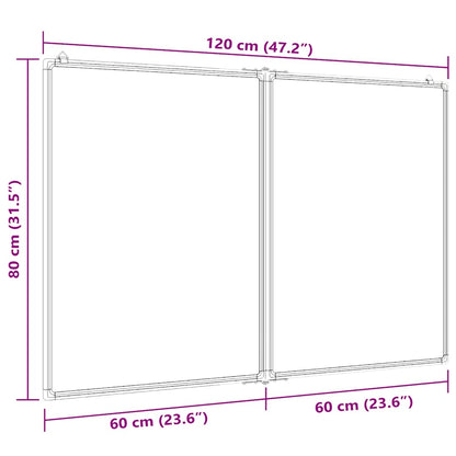 Magnetic Whiteboard Foldable 120x80x1.7 cm Aluminium