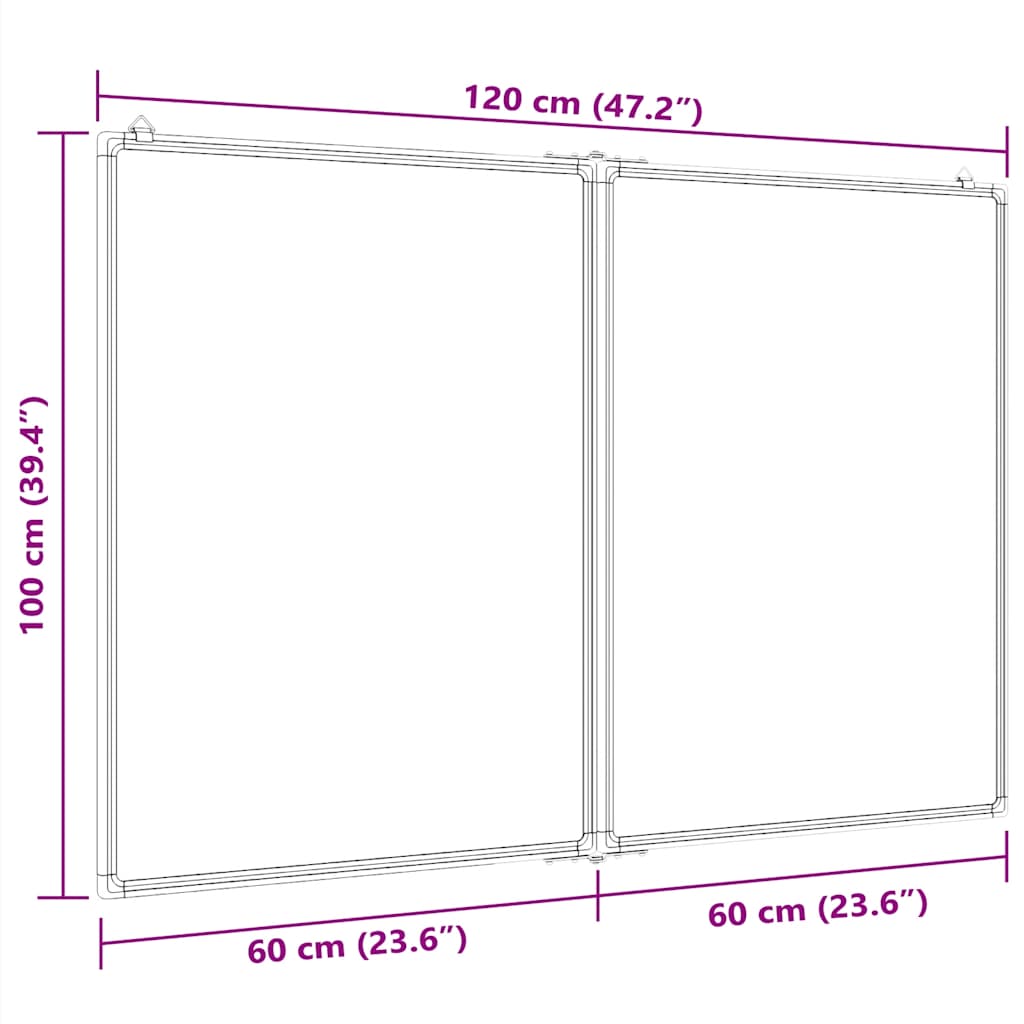 Magnetic Whiteboard Foldable 120x100x1.7 cm Aluminium