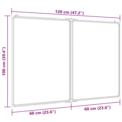 Magnetic Whiteboard Foldable 120x100x1.7 cm Aluminium