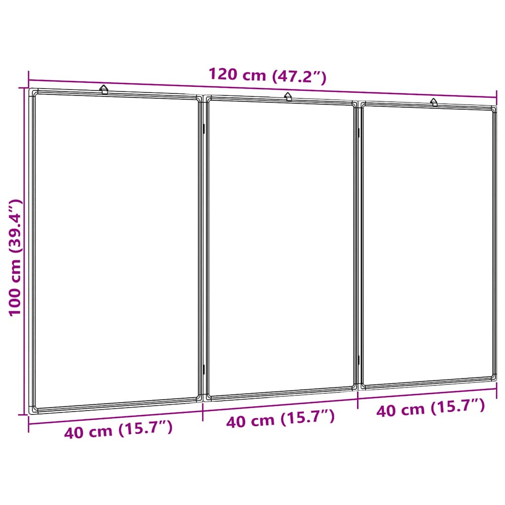 Magnetic Whiteboard Foldable 120x100x1.7 cm Aluminium