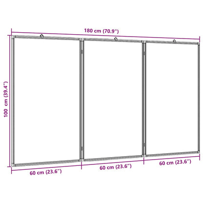 Magnetic Whiteboard Foldable 180x100x1.7 cm Aluminium