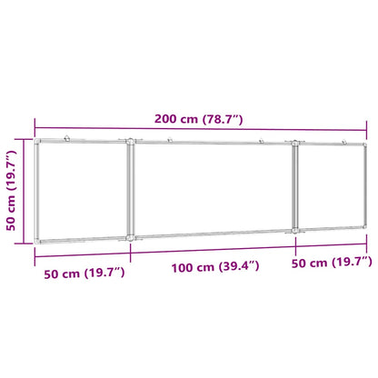 Magnetic Whiteboard Foldable 200x50x1.7 cm Aluminium