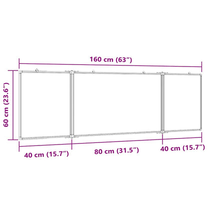 Magnetic Whiteboard Foldable 160x60x1.7 cm Aluminium