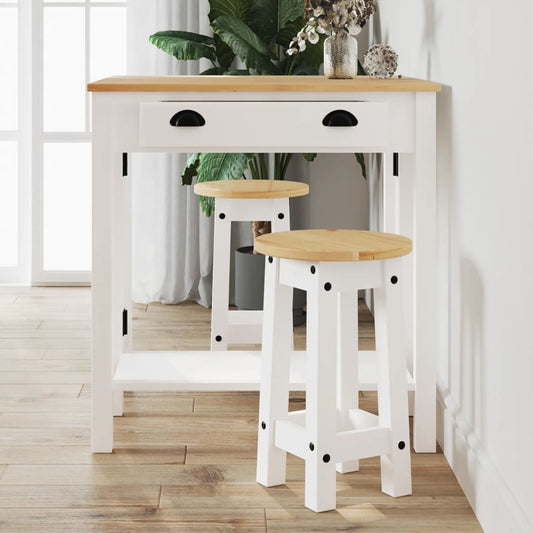 3 Piece Bar Set White Solid Wood Pine