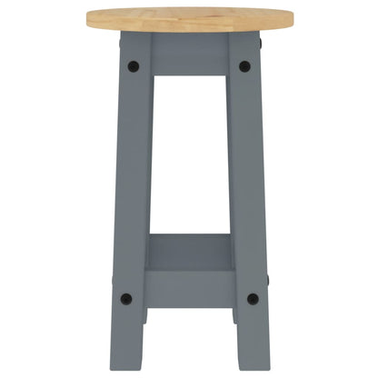 Bar Stools 2 pcs Grey Solid Wood Pine