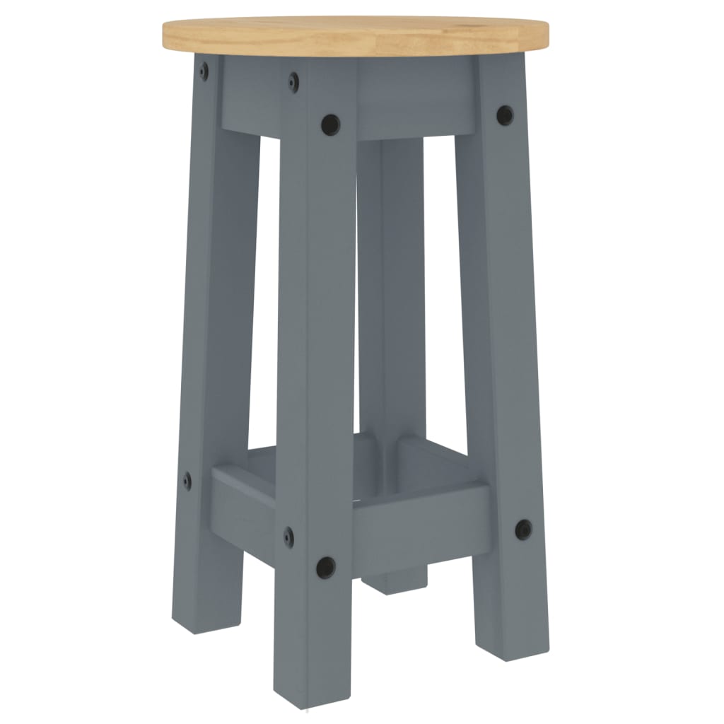 Bar Stools 2 pcs Grey Solid Wood Pine