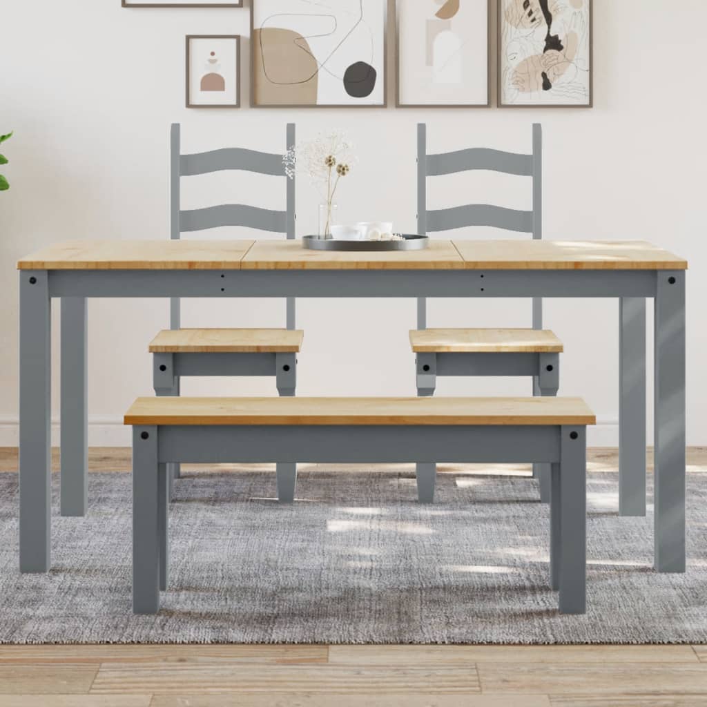 Dining Table PANAMA Grey 160x80x75 cm Solid Wood Pine