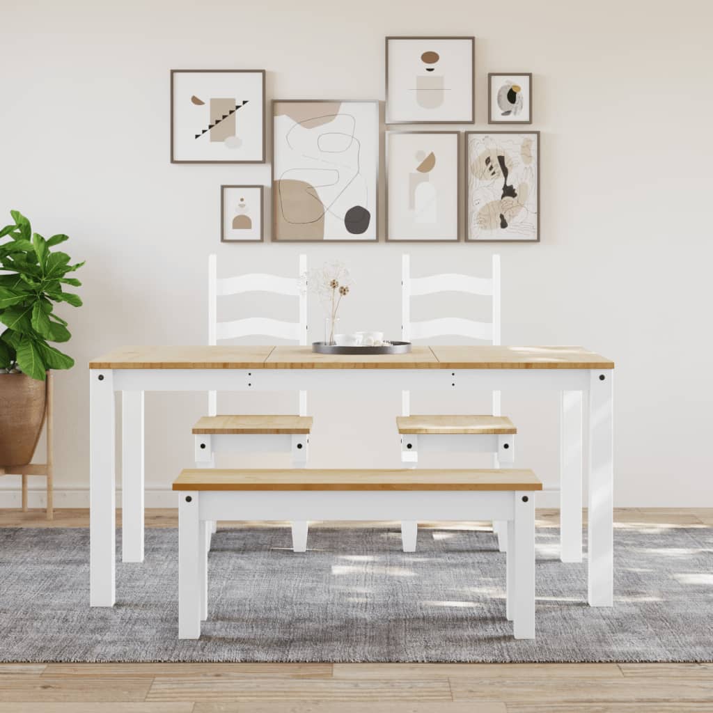 Dining Bench PANAMA White 105x30x45 cm Solid Wood Pine