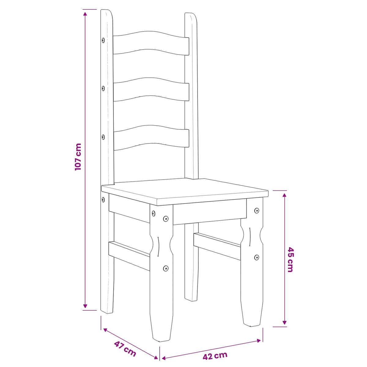 Dining Chairs 2 pcs "Corona" Grey 42x47x107 cm Solid Wood Pine