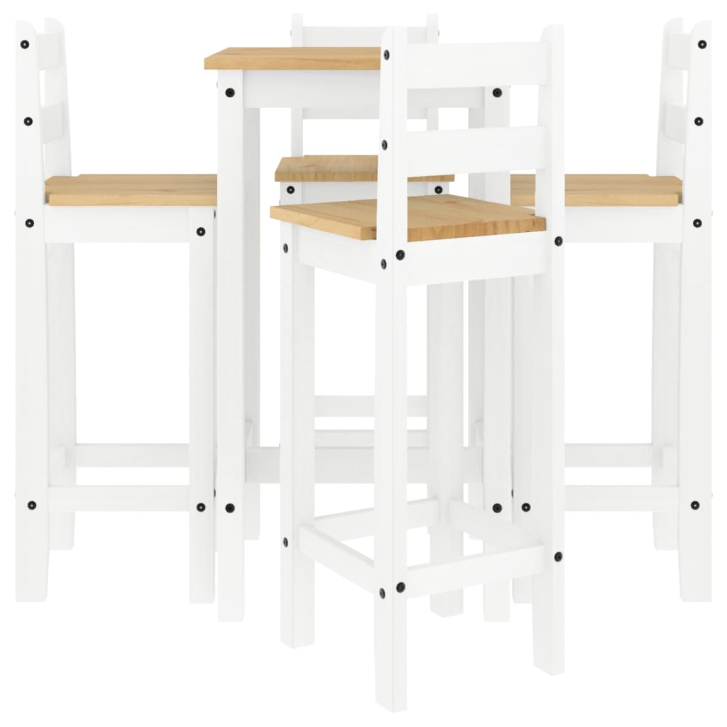 5 Piece Bar Set White Solid Wood Pine