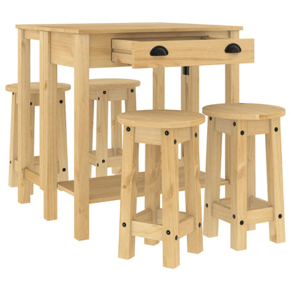 5 Piece Bar Set Solid Wood Pine