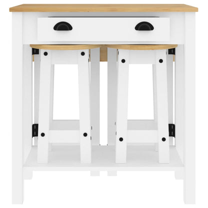 5 Piece Bar Set White Solid Wood Pine