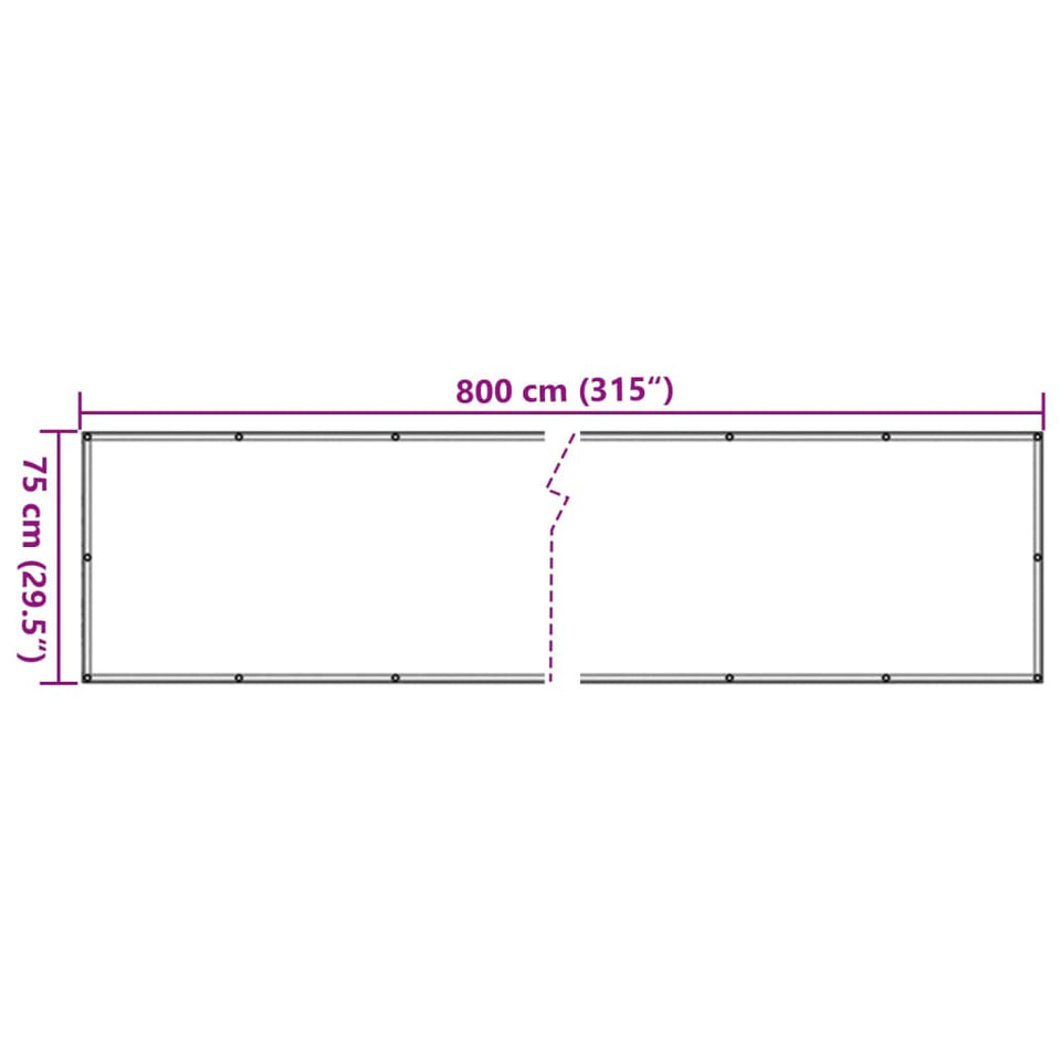 Balcony Privacy Screen Grey 800x75 cm PVC