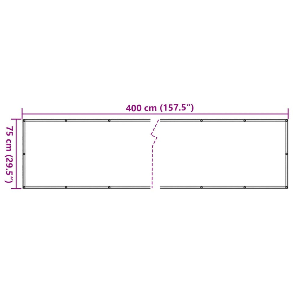 Balcony Privacy Screen White 400x75 cm PVC