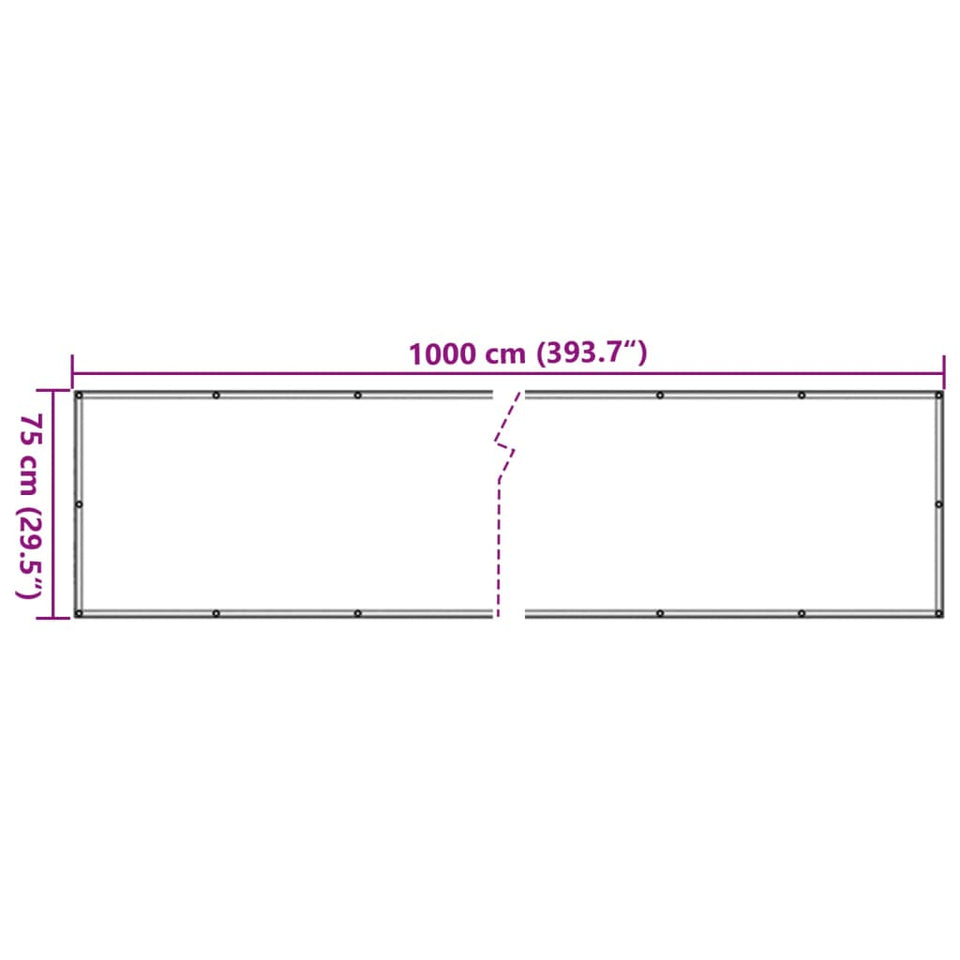 Balcony Privacy Screen White 1000x75 cm PVC