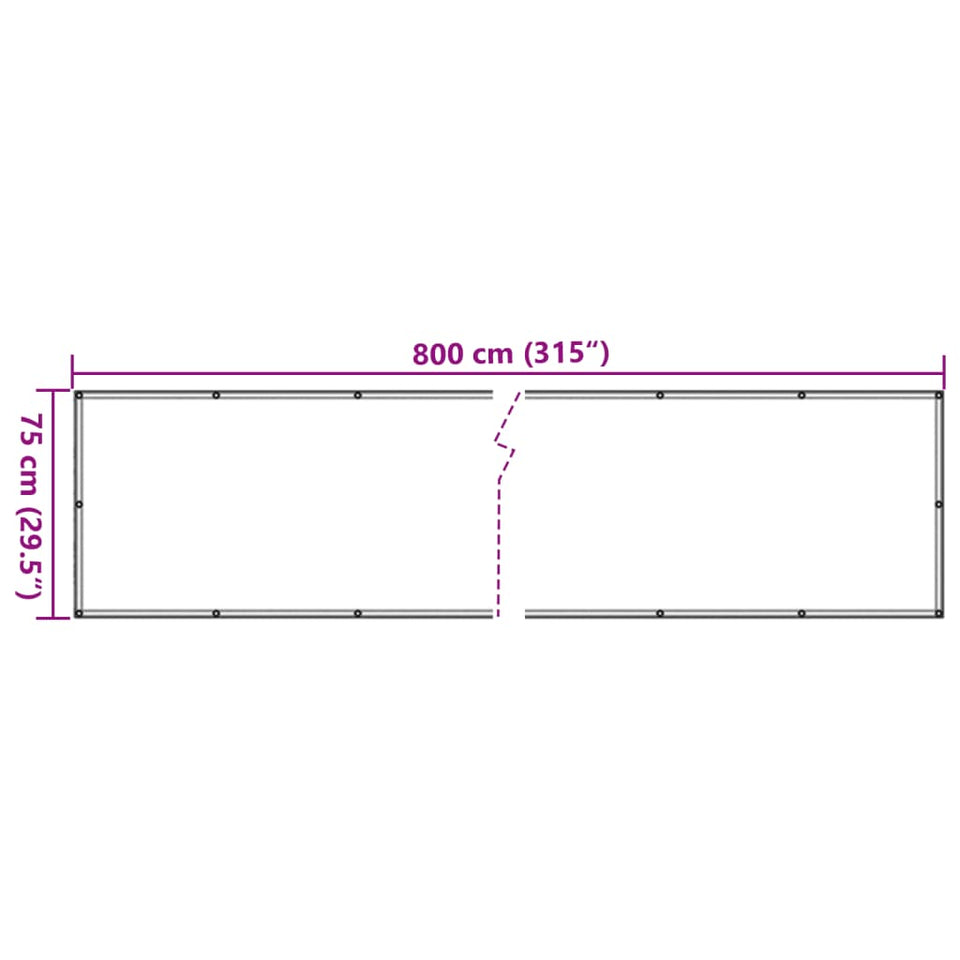 Balcony Privacy Screen Ledge Stone Look Grey 800x75 cm PVC