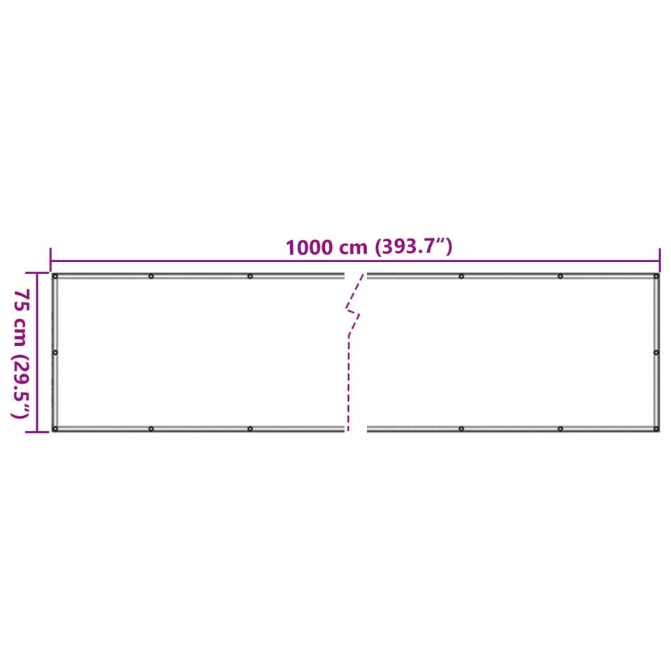 Balcony Privacy Screen Ledge Stone Look Grey 1000x75 cm PVC