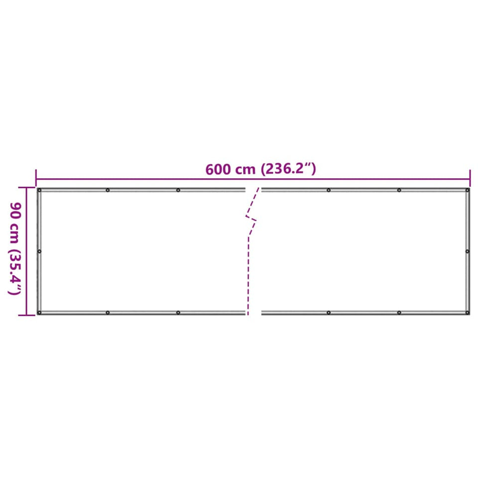 Balcony Privacy Screen Ledge Stone Look Grey 600x90 cm PVC