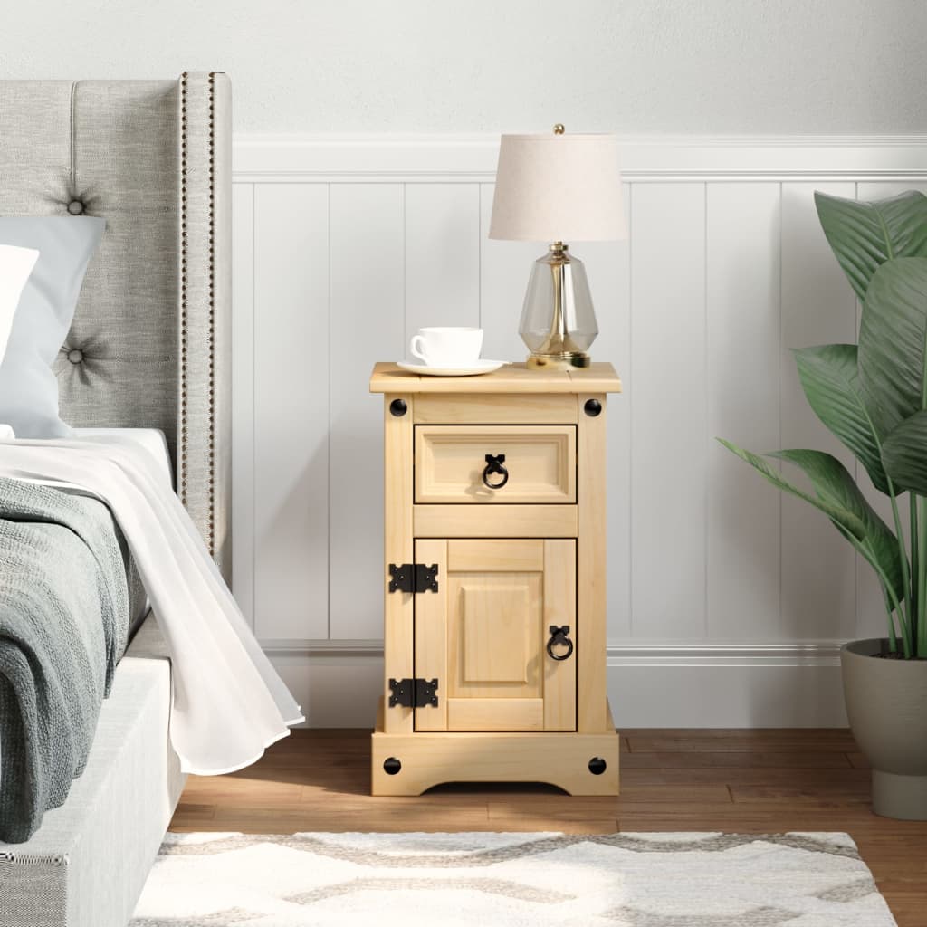 Bedside Cabinet "Corona" 35x32,5x58 cm Solid Wood Pine