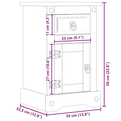 Bedside Cabinet "Corona" 35x32,5x58 cm Solid Wood Pine