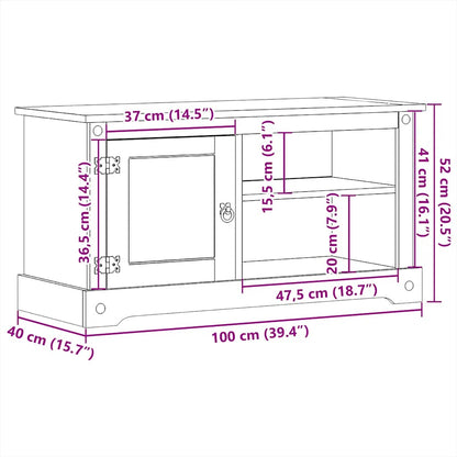 TV Cabinet Corona 100x40x52 cm Solid Wood Pine