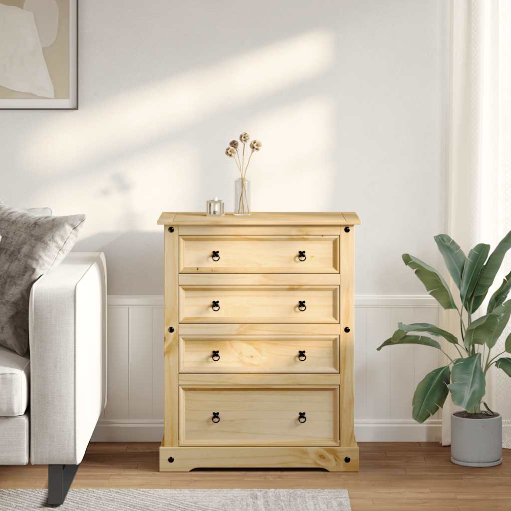 Chest of Drawers Corona 92x48x114 cm Solid Wood Pine
