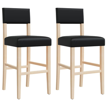 Bar Chairs 2 pcs Solid Wood Rubber and Faux Leather